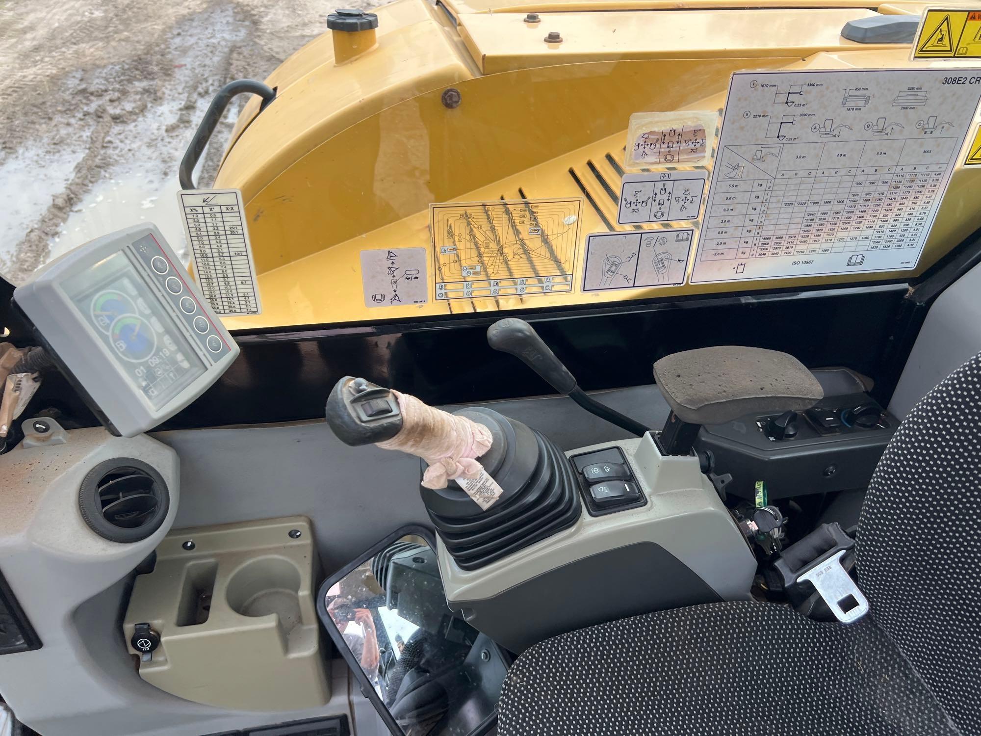 2016 CAT 308ECR HYDRAULIC EXCAVATOR SN:FJX06230 powered by Cat diesel engine, equipped with Cab,