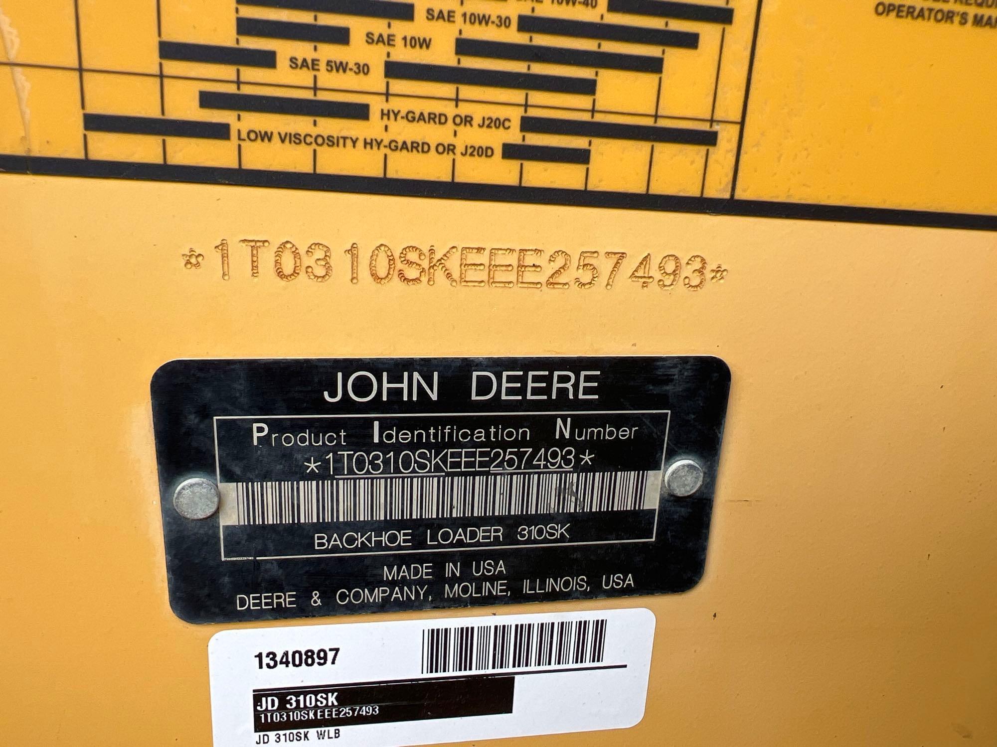 2012 JOHN DEERE 310SK SUPER K TRACTOR LOADER BACKHOE SN:257493 4x4, powered by John Deere diesel