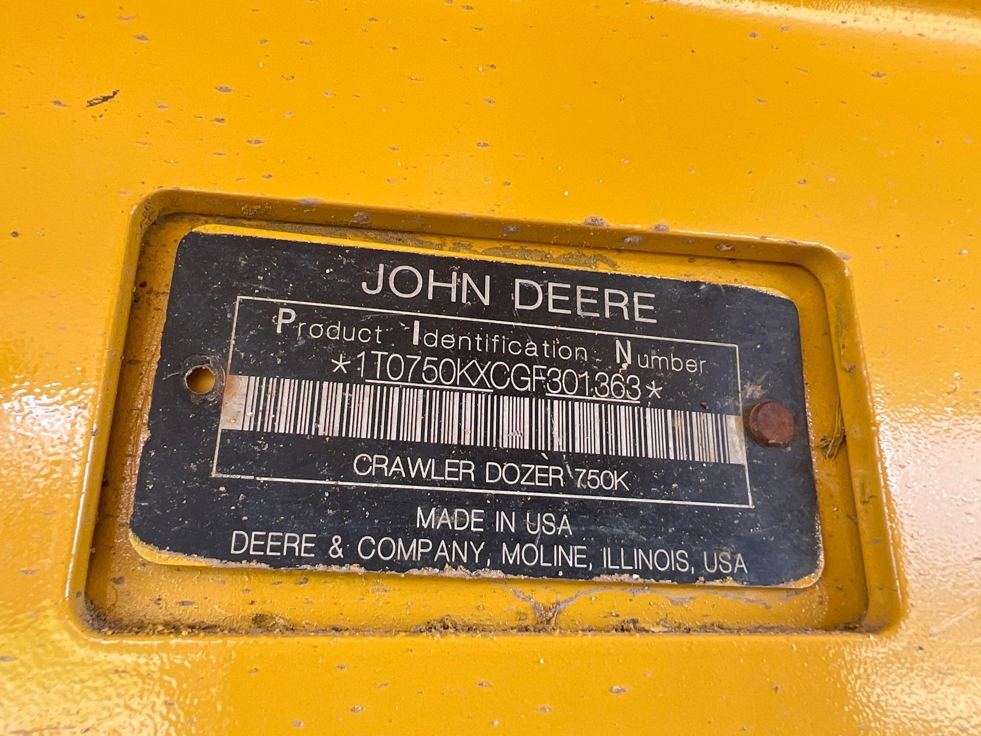 2018 JOHN DEERE 750KLGP CRAWLER TRACTOR SN:CGF301363 powered by John Deere diesel engine, equipped