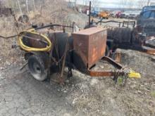 TAR KETTLE ASPHALT EQUIPMENT powered by gas engine, equipped with spray wand, ST205/75R15 tires,