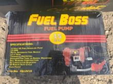 NEW FUEL BOSS 12 V PORTABLE DIESEL TRANSFER PUMP, W/ 12 FT HOSE AND NOZZLE -- 15 GPM NEW SUPPORT