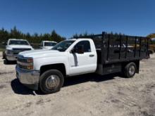 2017 CHEVY 3500 FLATBED TRUCK VN:1GB3CYCG4HF155885 powered by 6.0L gas engine, equipped with