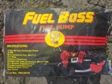 NEW FUEL BOSS 12 V PORTABLE DIESEL TRANSFER PUMP, W/ 12 FT HOSE AND NOZZLE -- 15 GPM NEW SUPPORT
