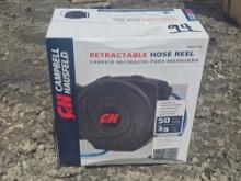 NEW CAMPBELL HAUSFELD AUTO AIR HOSE REEL 3/8" X 50 FT NEW SUPPORT EQUIPMENT