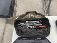 DEWALT BAG WITH CONTENTS: WRENCHES, RATCHETS, SOCKETS ETC.