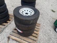 (4) NEW USED TIRES & RIMS, ST225/75R15