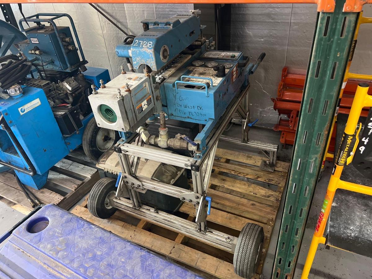 CONDUX CONDUIT FIBER BLOWING MACHINE, WHEEL KIT, WITH A CASE OF SPARE VENTURAS, BIRDIES, & FIBER