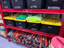 RAIN GEAR, SAFETY SHIRTS & (4) PLASTIC BINS SUPPORT EQUIPMENT