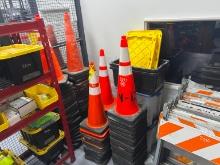 (88) SAFETY CONES & (4) PLASTIC BINS SUPPORT EQUIPMENT