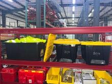 (3) PLASTIC BINS OF SAFETY VESTS & SHIRTS (S, M, XL) SUPPORT EQUIPMENT