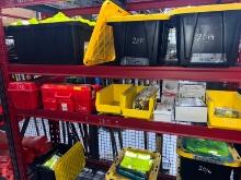 SHELF OF SAFETY TRIANGLES, FIRST AID KIT, FACE MASKS, & (2) BOXES OF EAR PLUGS SUPPORT EQUIPMENT