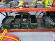 BOTTOM SHELF OF HARDWARE: 10IN. BOLTS, 12IN. BOLTS, 3/4IN. SPACERS, ECT. SUPPORT EQUIPMENT