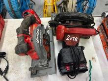 ELECTRIC SKILSAW, 20V CRAFTSMAN HYPOID SAW, 2 BATTERY & CHARGER SUPPORT EQUIPMENT