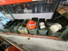 BOTTOM SHELF OF HARDWARE: PIG EARS, 20IN. & 22IN. BORS, STR-060, ECT. SUPPORT EQUIPMENT