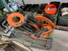 SHOPPING CART & CONTENTS: (10) HAND ROLLS OF FIBERGLASS FISH TAPE SUPPORT EQUIPMENT