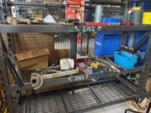 RATCHET BINDERS, HAMMERS, LIGHTS, DRILL NITS, CHAIN OIL & MISC. ON SHELF SUPPORT EQUIPMENT