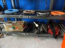 BOX OF STRAPS & MISC. BAGS OF TOOLS SUPPORT EQUIPMENT