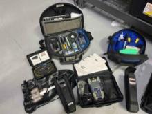 BOX OF: JDSU POWER METERS, (2) OPTICAL FIBER IDENTIFIERS, SIECOR FIBER TESTING DEVICE KIT, UNICAM
