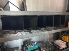 CONTENTS OF SHELF: (4) ASUS; (1) AOPEN; (1) HP DESK TOP MONITORS SUPPORT EQUIPMENT