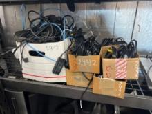 QTY OF POWER CORDS, COMPUTER CABLES, MISC CORDS SUPPORT EQUIPMENT