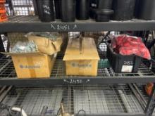 TUB OF 1 1/4" x 2 1/4" VINYL END CAPS & (2) BOXES OF DURA-LINE 18/14mm & 18mm MICRODUCT COUPLERS