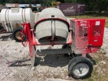MULTIQUIP CONCRETE MIXER CONCRETE EQUIPMENT powered by gas engine, trailer mounted.