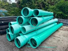 LARGE QUANTITY OF 16IN PVC PIPE (C900 / DR14), includes addtional pile of shorter lengths