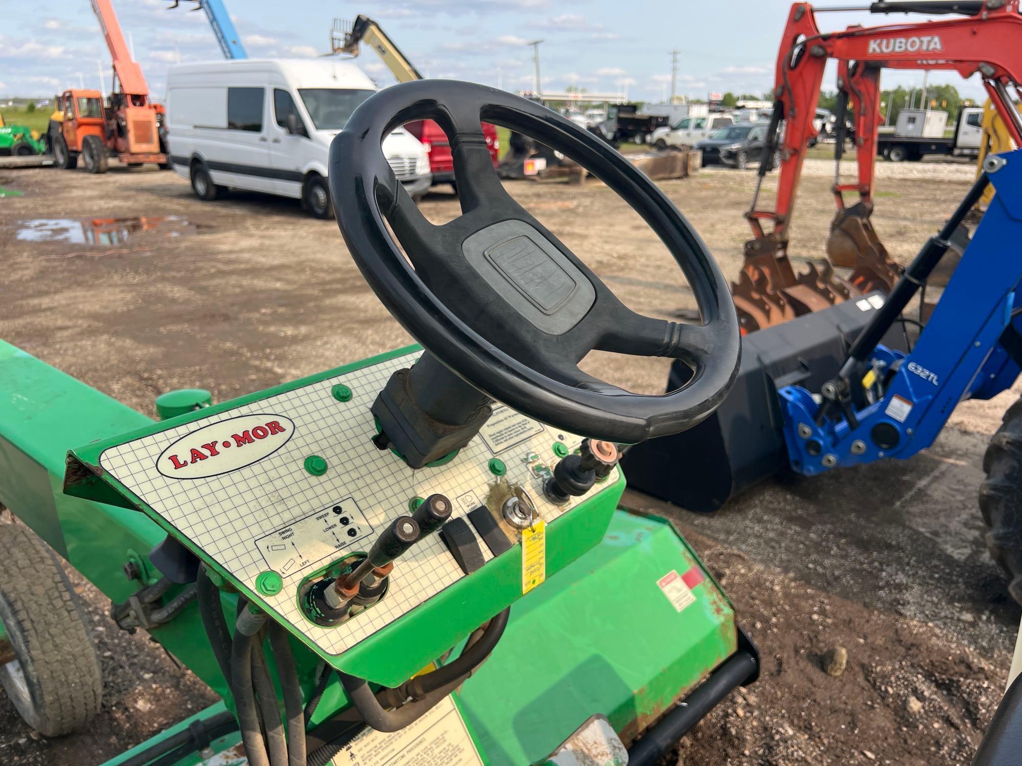 LAYMOR SM300 SWEEPER VSN:34608 powered by diesel engine, equipped with OROPS, 8ft. sweeper, water