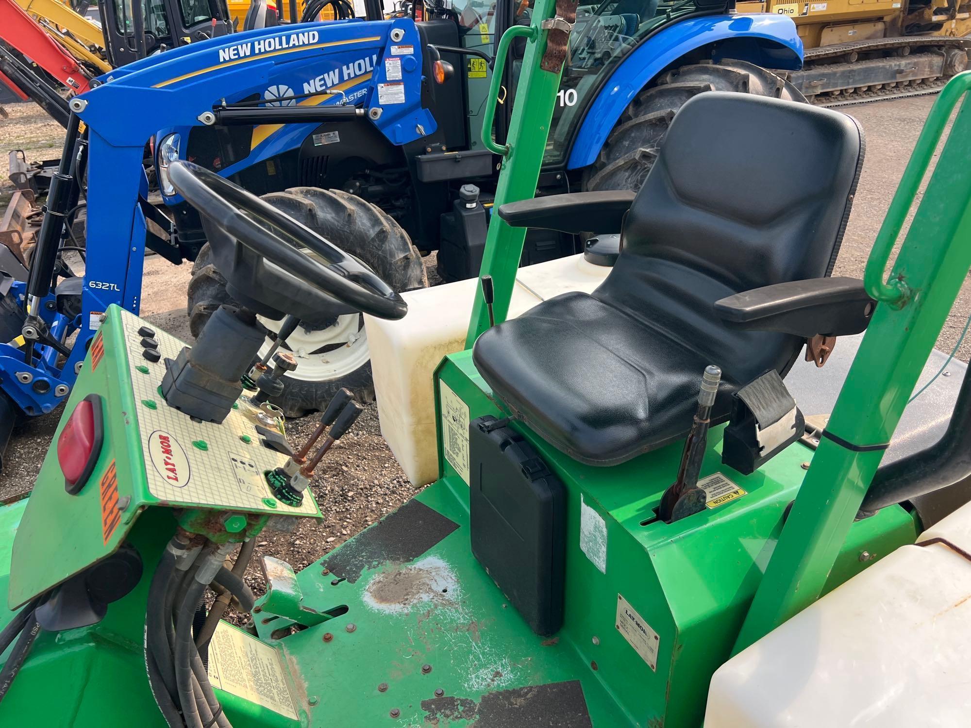 LAYMOR SM300 SWEEPER VSN:34608 powered by diesel engine, equipped with OROPS, 8ft. sweeper, water