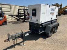 GENERAC45KW MAGNUM GENERATOR SN:376093 powered by diesel engine, equipped with 45KW, trailer