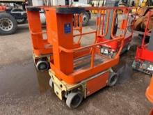 JLG 1230ES SCISSOR LIFT SN:'0200229520 electric powered, equipped with 12ft. Platform height, slide