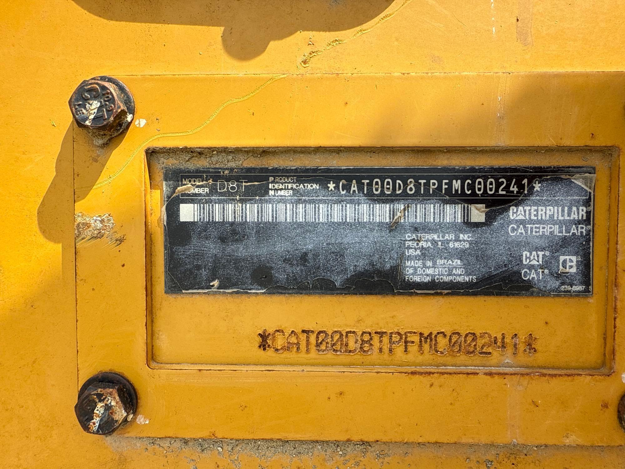 2015 CAT D8T CRAWLER TRACTOR SN:FMC00241 powered by Cat diesel engine, equipped with EROPS, air, SU