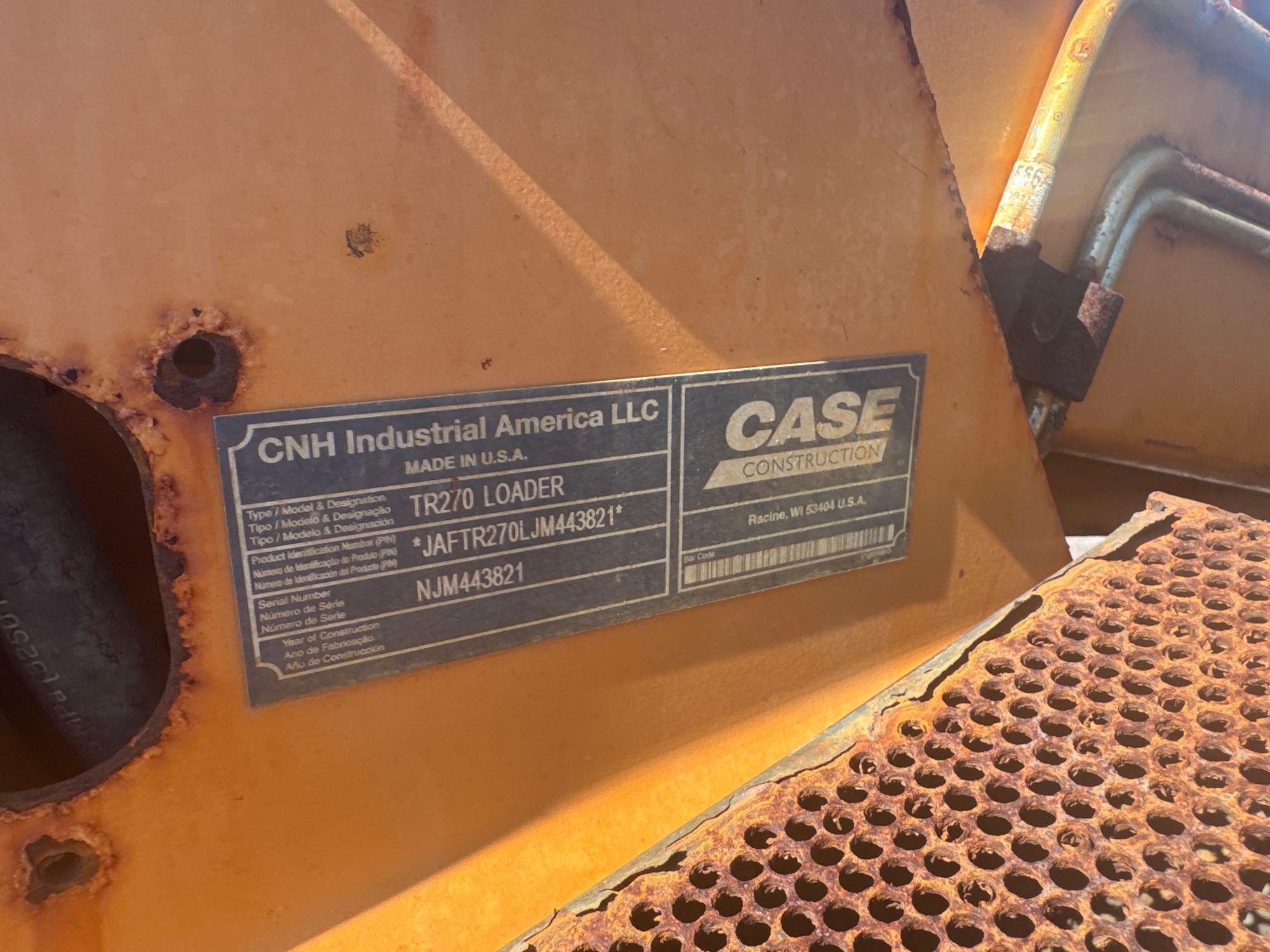 2018 CASE TR270 RUBBER TRACKED SKID STEER SN:JAFTR270LJM443821 powered by diesel engine, equipped