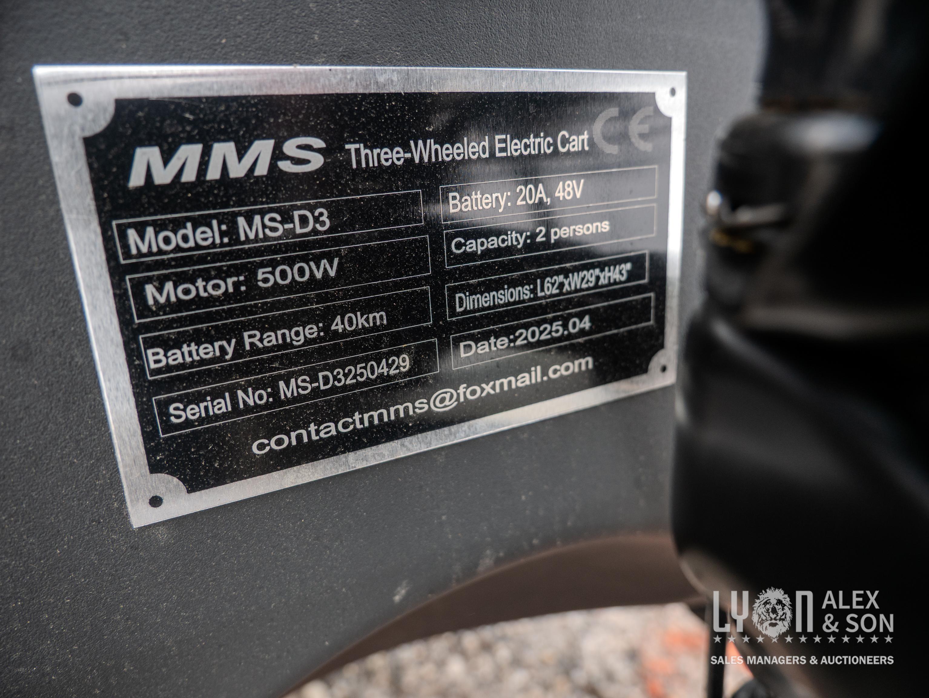 NEW MECO MS-D3 ELECTRIC TRICYCLE RECREATIONAL VEHICLE SN:250429, BILL OF SALE NO TITLE
