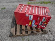 MATCO TOOL BOX WITH CONTENTS: MISC SUPPLIES, FEELER GUAGE SET SUPPORT EQUIPMENT.