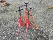 (4) VEVOR PIPE STANDS & (3) MISC PIPE STANDS SUPPORT EQUIPMENT.