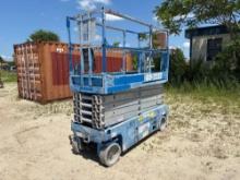 GENIE GS3232 SCISSOR LIFT SN; 139332 electric powered, equipped with 32ft. Platform height, slide