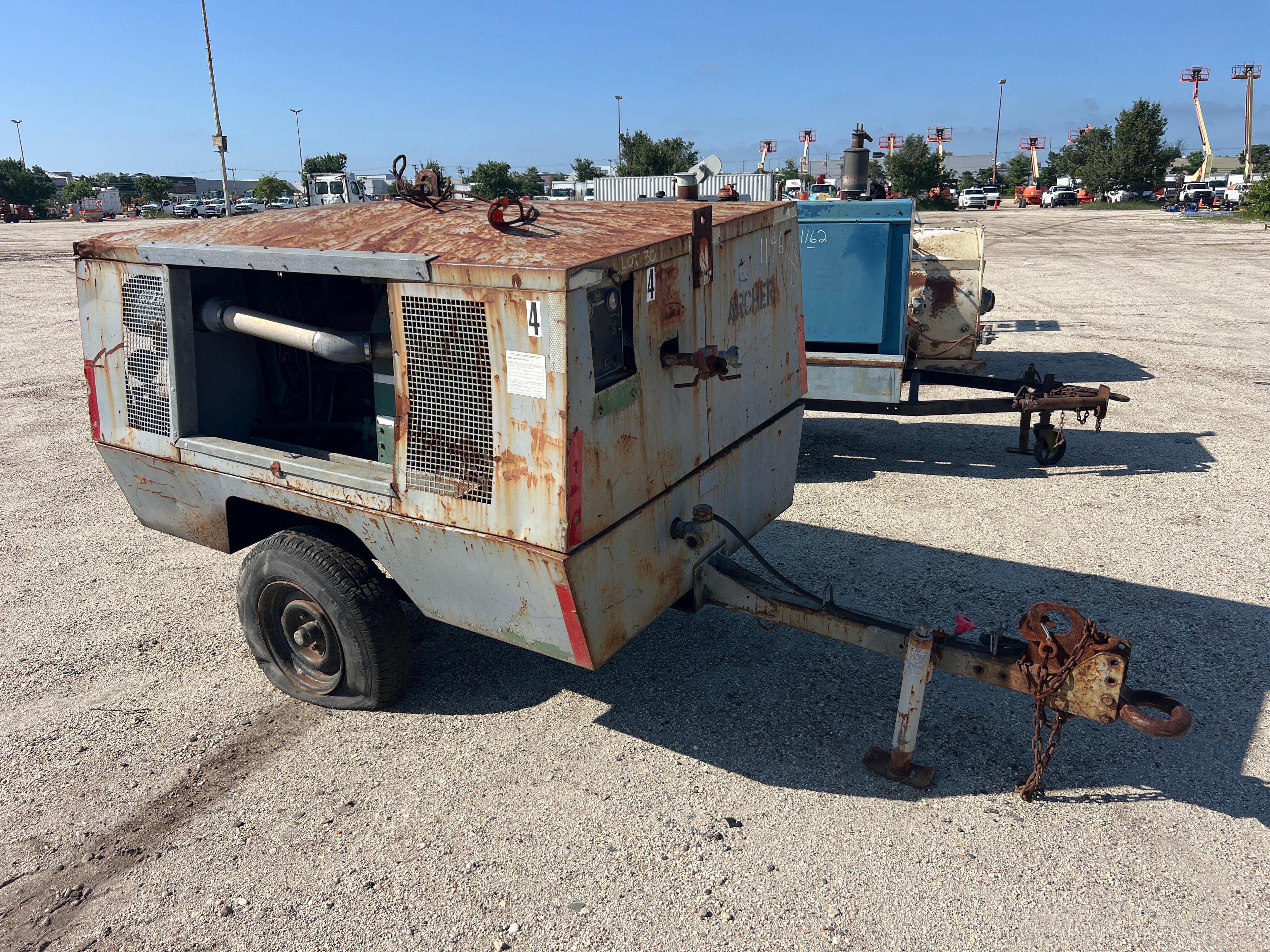 SULLAIR 185CFM AIR COMPRESSOR powered by diesel engine, equipped with 185CFM, trailer mounted.
