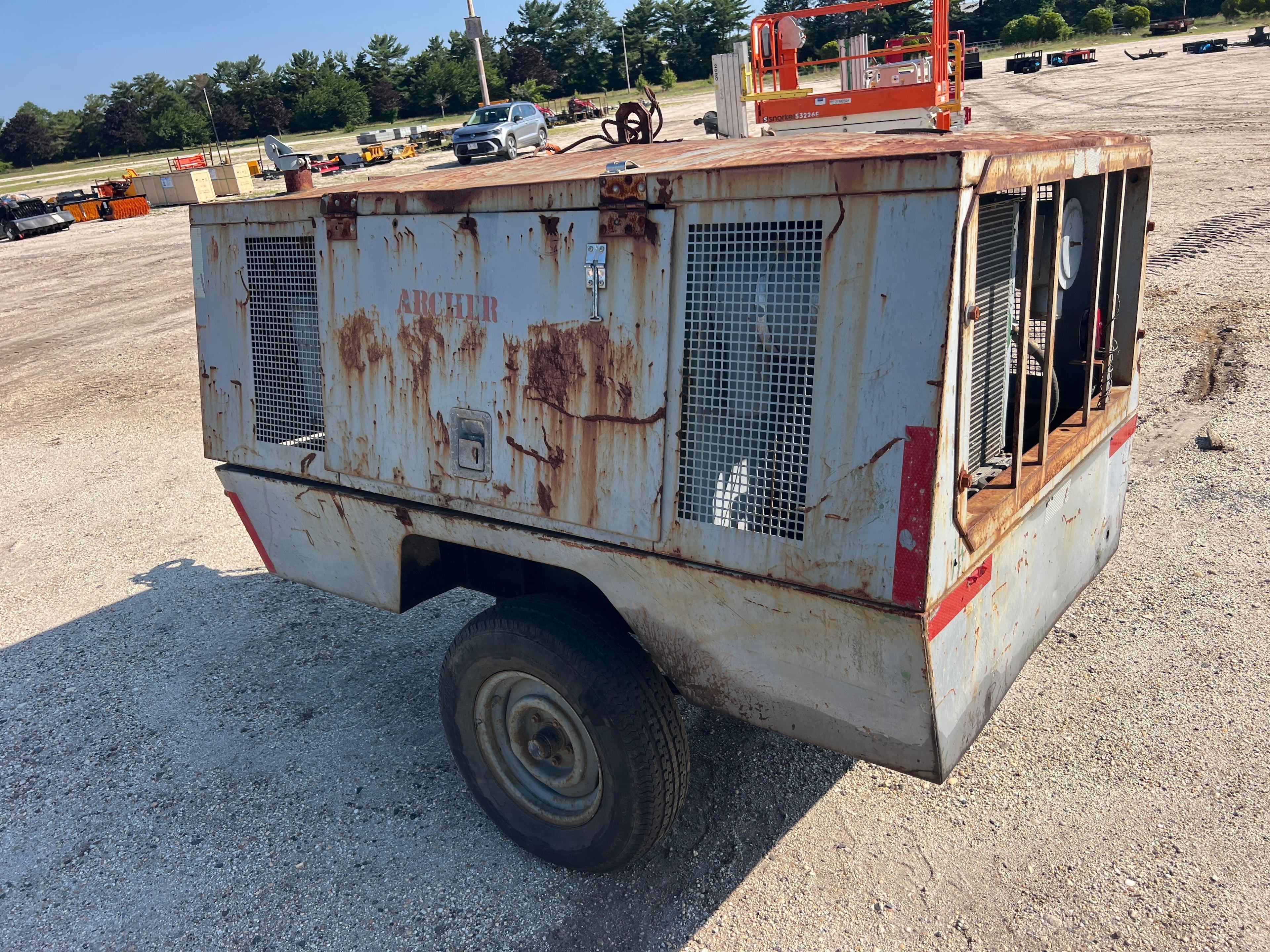 SULLAIR 185CFM AIR COMPRESSOR powered by diesel engine, equipped with 185CFM, trailer mounted.