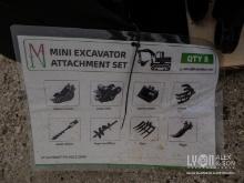 NEW MIVA 8 PC. PACKAGE EXCAVATOR ATTACHMENT includes quick hitch, rake, ripper, graber, auger, 12in.