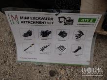 NEW MIVA 8 PC. PACKAGE EXCAVATOR ATTACHMENT includes quick hitch, rake, ripper, graber, auger, 12in.