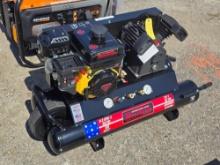 POWERTRAIN 10 GAL WHEELBARROW/CONTRACTOR AIR COMPRESSOR, W/ V-TWIN CAST IRON PUMP, 135 PSI, 11.2