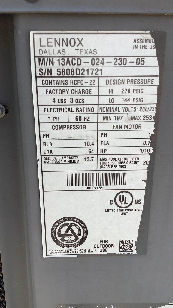 (2) Lennox AC Units 13ACD-024-230-05