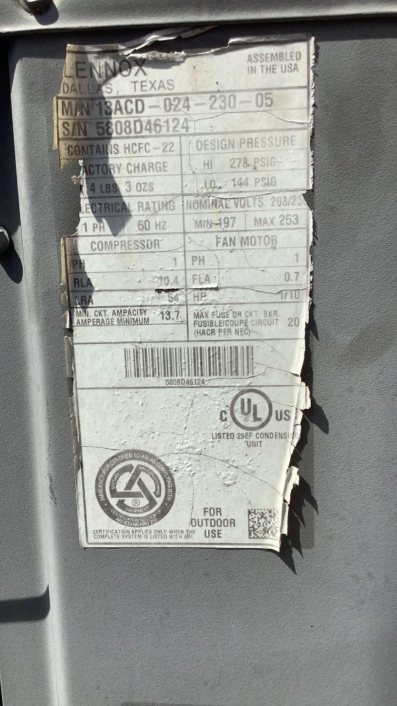(2) Lennox AC Units 13ACD-024-230-05