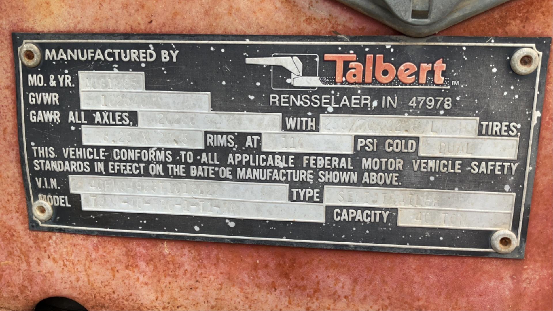 1995 Talbert T3DW-40-HRG-1-T1-RP 40’ Lowboy Traile