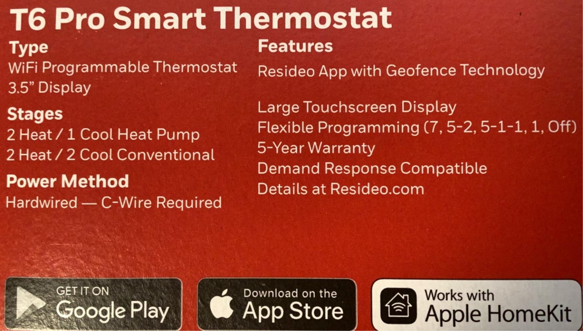 (6) Honeywell Smart Thermostats T6 Pro