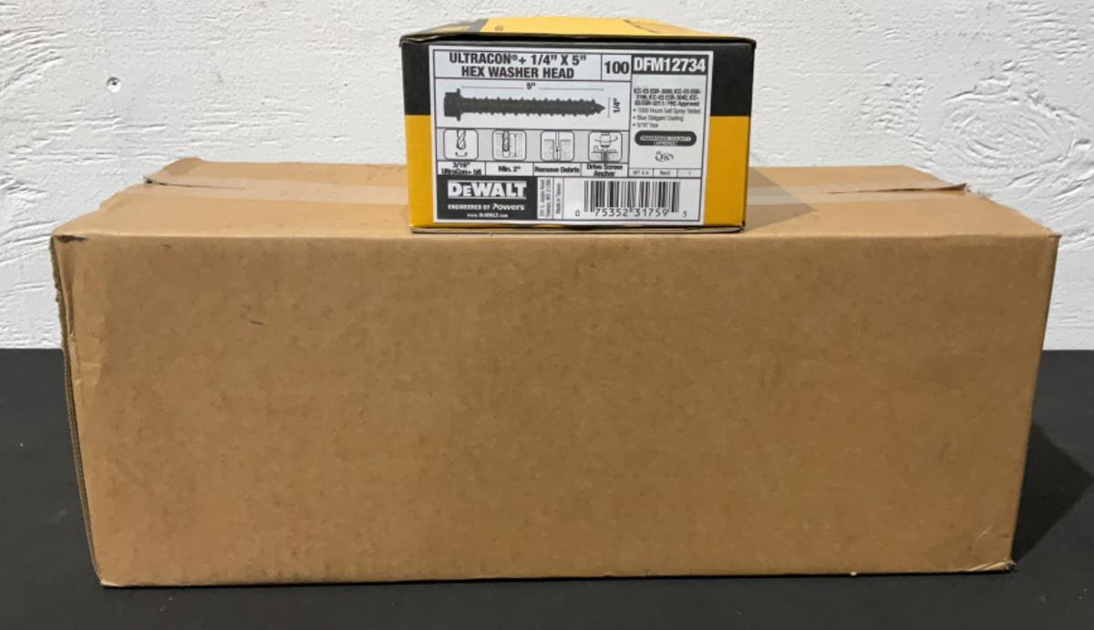 (5) DeWalt 100ct 1/4"x5" Hex Washer Screws