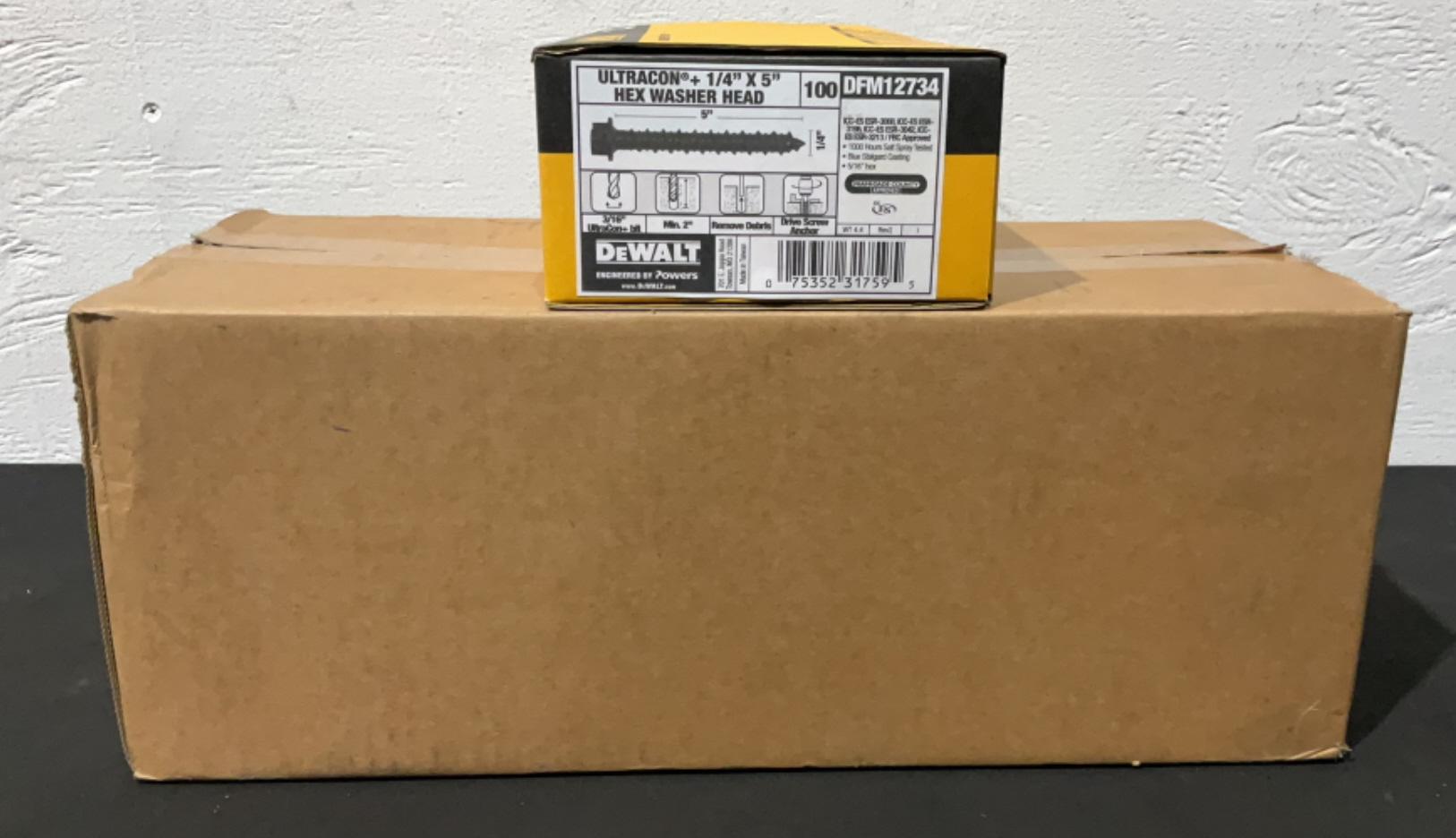 (5) DeWalt 100ct 1/4"x5" Hex Washer Screws