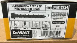 (5) DeWalt 100ct 1/4"x5" Hex Washer Screws