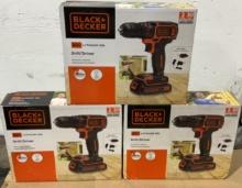 (3) Black & Decker 20V 3/8" Drill/Driver